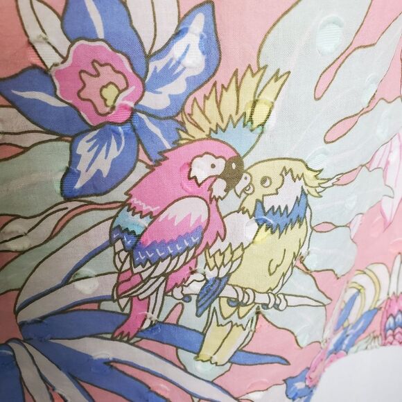 Talbots Floral Parrot Print Ruffle Blouse Size Medium - Picture 6 of 8